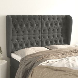 vidaXL Hoofdbord met randen 163x23x118/128 cm fluweel donkergrijs