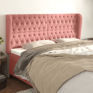 vidaXL Hoofdbord met randen 183x23x118/128 cm fluweel roze