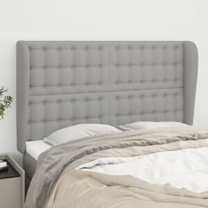 vidaXL Hoofdbord met randen 147x23x118/128 cm stof lichtgrijs