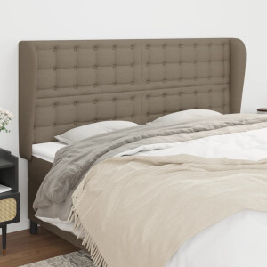 vidaXL Hoofdbord met randen 163x23x118/128 cm stof taupe