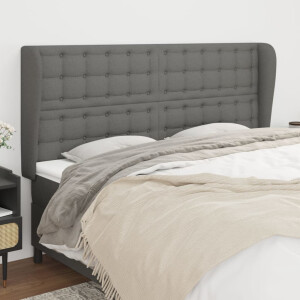 vidaXL Hoofdbord met randen 183x23x118/128 cm stof donkergrijs