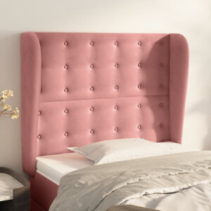 vidaXL Hoofdbord met randen 83x23x118/128 cm fluweel roze
