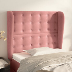 vidaXL Hoofdbord met randen 93x23x118/128 cm fluweel roze