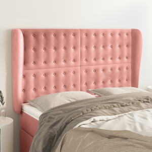 vidaXL Hoofdbord met randen 147x23x118/128 cm fluweel roze
