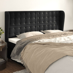 vidaXL Hoofdbord met randen 203x23x118/128 cm fluweel zwart