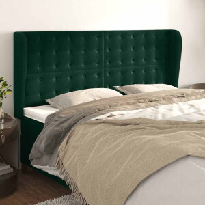 vidaXL Hoofdbord met randen 203x23x118/128 cm fluweel donkergroen