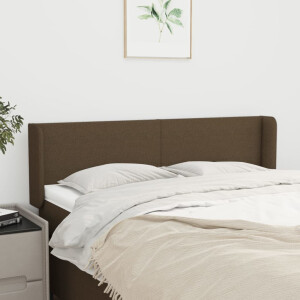 vidaXL Hoofdbord met randen 147x16x78/88 cm stof donkerbruin