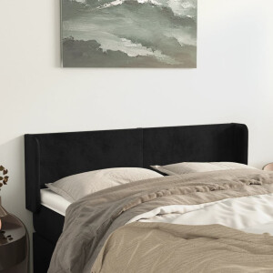 vidaXL Hoofdbord met randen 147x16x78/88 cm fluweel zwart