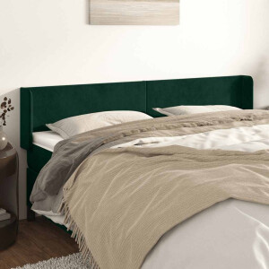 vidaXL Hoofdbord met randen 183x16x78/88 cm fluweel donkergroen