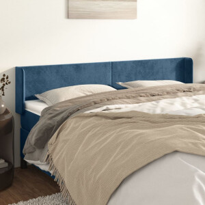 vidaXL Hoofdbord met randen 183x16x78/88 cm fluweel donkerblauw