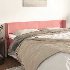 vidaXL Hoofdbord met randen 183x16x78/88 cm fluweel roze