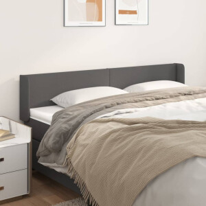 vidaXL Hoofdbord met randen 203x16x78/88 cm kunstleer grijs