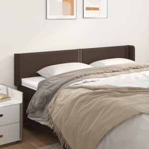 vidaXL Hoofdbord met randen 183x16x78/88 cm kunstleer bruin