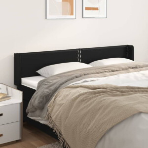 vidaXL Hoofdbord met randen 203x16x78/88 cm kunstleer zwart