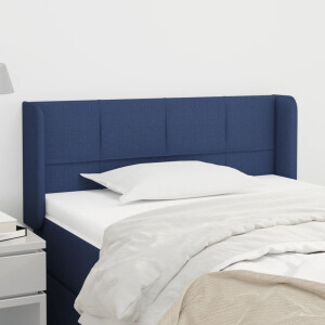 vidaXL Hoofdbord met randen 93x16x78/88 cm stof blauw