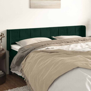 vidaXL Hoofdbord met randen 163x16x78/88 cm fluweel donkergroen