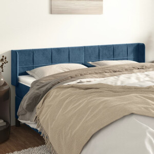 vidaXL Hoofdbord met randen 183x16x78/88 cm fluweel donkerblauw