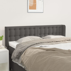 vidaXL Hoofdbord met randen 147x16x78/88 cm kunstleer grijs