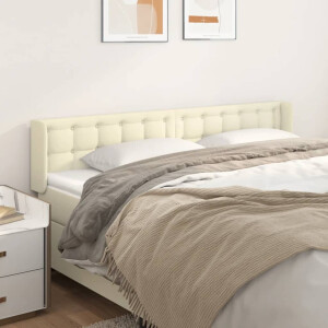 vidaXL Hoofdbord met randen 163x16x78/88 cm kunstleer crèmekleurig