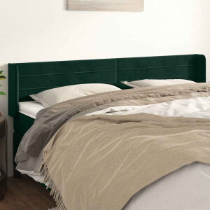 vidaXL Hoofdbord met randen 183x16x78/88 cm fluweel donkergroen