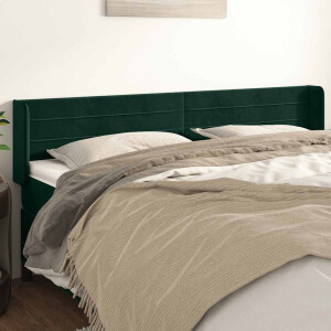 vidaXL Hoofdbord met randen 203x16x78/88 cm fluweel donkergroen