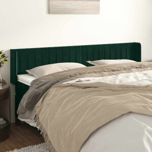vidaXL Hoofdbord met randen 163x16x78/88 cm fluweel donkergroen