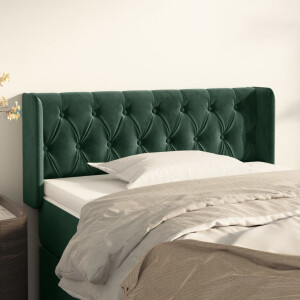 vidaXL Hoofdbord met randen 93x16x78/88 cm fluweel donkergroen