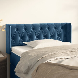 vidaXL Hoofdbord met randen 93x16x78/88 cm fluweel donkerblauw