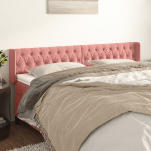 vidaXL Hoofdbord met randen 203x16x78/88 cm fluweel roze
