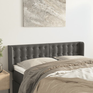 vidaXL Hoofdbord met randen 147x16x78/88 cm fluweel donkergrijs