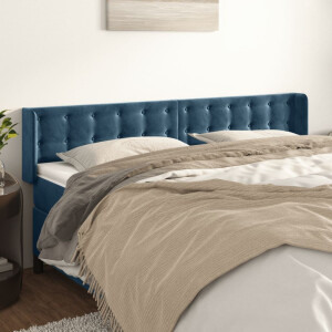 vidaXL Hoofdbord met randen 163x16x78/88 cm fluweel donkerblauw
