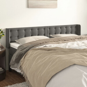 vidaXL Hoofdbord met randen 203x16x78/88 cm fluweel donkergrijs