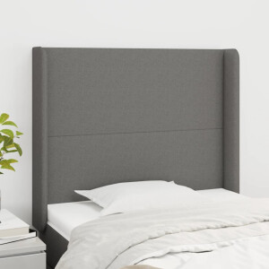 vidaXL Hoofdbord met randen 93x16x118/128 cm stof donkergrijs