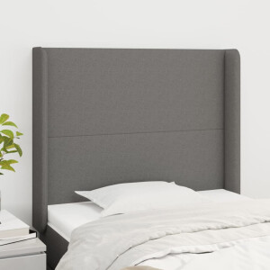 vidaXL Hoofdbord met randen 103x16x118/128 cm stof donkergrijs