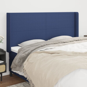 vidaXL Hoofdbord met randen 163x16x118/128 cm stof blauw