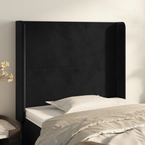 vidaXL Hoofdbord met randen 93x16x118/128 cm fluweel zwart