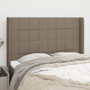 vidaXL Hoofdbord met randen 147x16x118/128 cm stof taupe