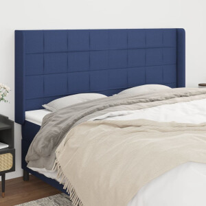 vidaXL Hoofdbord met randen 163x16x118/128 cm stof blauw