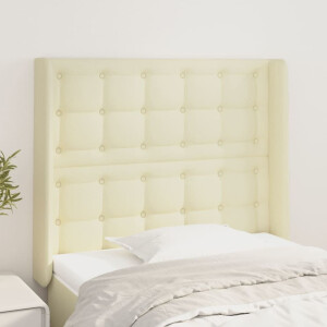 vidaXL Hoofdbord met randen 83x16x118/128 cm kunstleer crèmekleurig