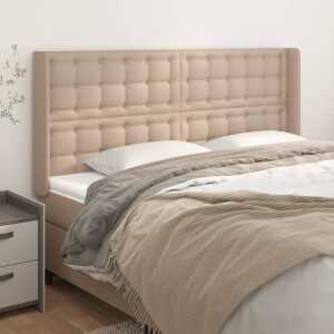 vidaXL Hoofdbord met randen 163x16x118/128cm kunstleer cappuccinokleur
