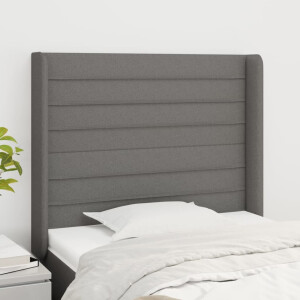 vidaXL Hoofdbord met randen 93x16x118/128 cm stof donkergrijs