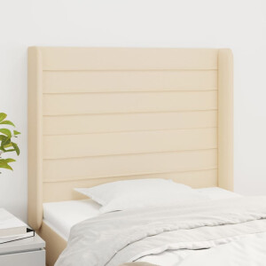 vidaXL Hoofdbord met randen 103x16x118/128 cm stof crèmekleurig