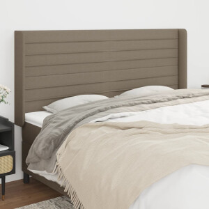 vidaXL Hoofdbord met randen 163x16x118/128 cm stof taupe
