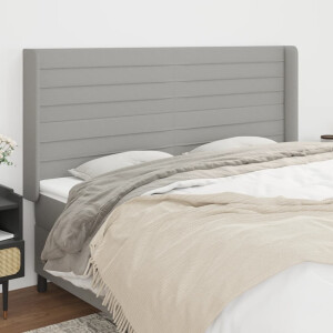 vidaXL Hoofdbord met randen 203x16x118/128 cm stof lichtgrijs