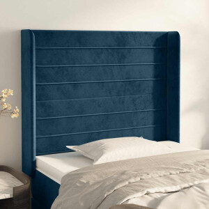 vidaXL Hoofdbord met randen 83x16x118/128 cm fluweel blauw