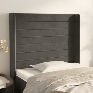 vidaXL Hoofdbord met randen 93x16x118/128 cm fluweel donkergrijs