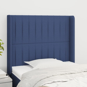 vidaXL Hoofdbord met randen 83x16x118/128 cm stof blauw