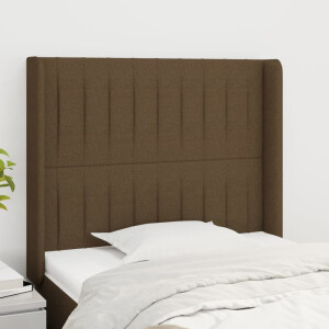 vidaXL Hoofdbord met randen 93x16x118/128 cm stof donkerbruin