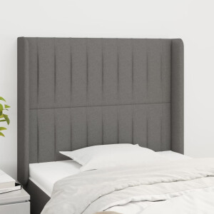 vidaXL Hoofdbord met randen 103x16x118/128 cm stof donkergrijs