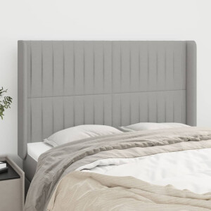 vidaXL Hoofdbord met randen 147x16x118/128 cm stof lichtgrijs